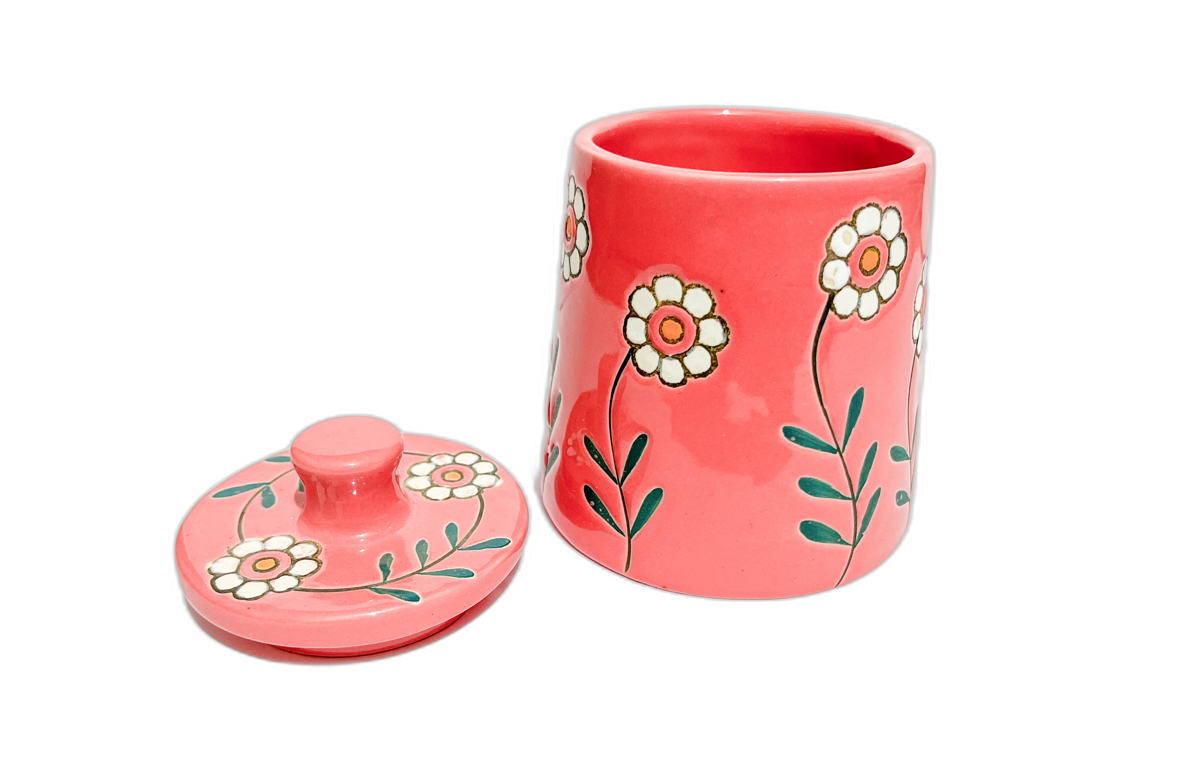 Floral Ceramic Pickle Jar – 500 ml