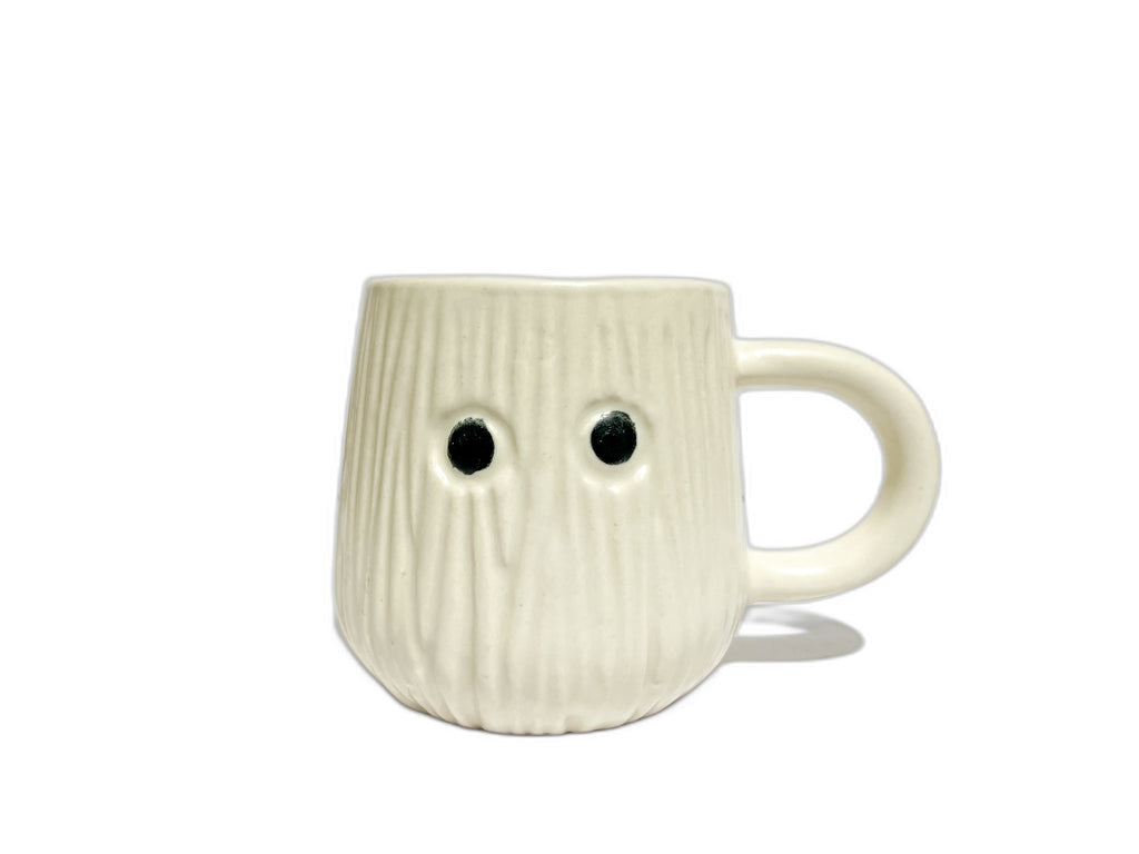 Ceramic Mushroom White Mug with Lid