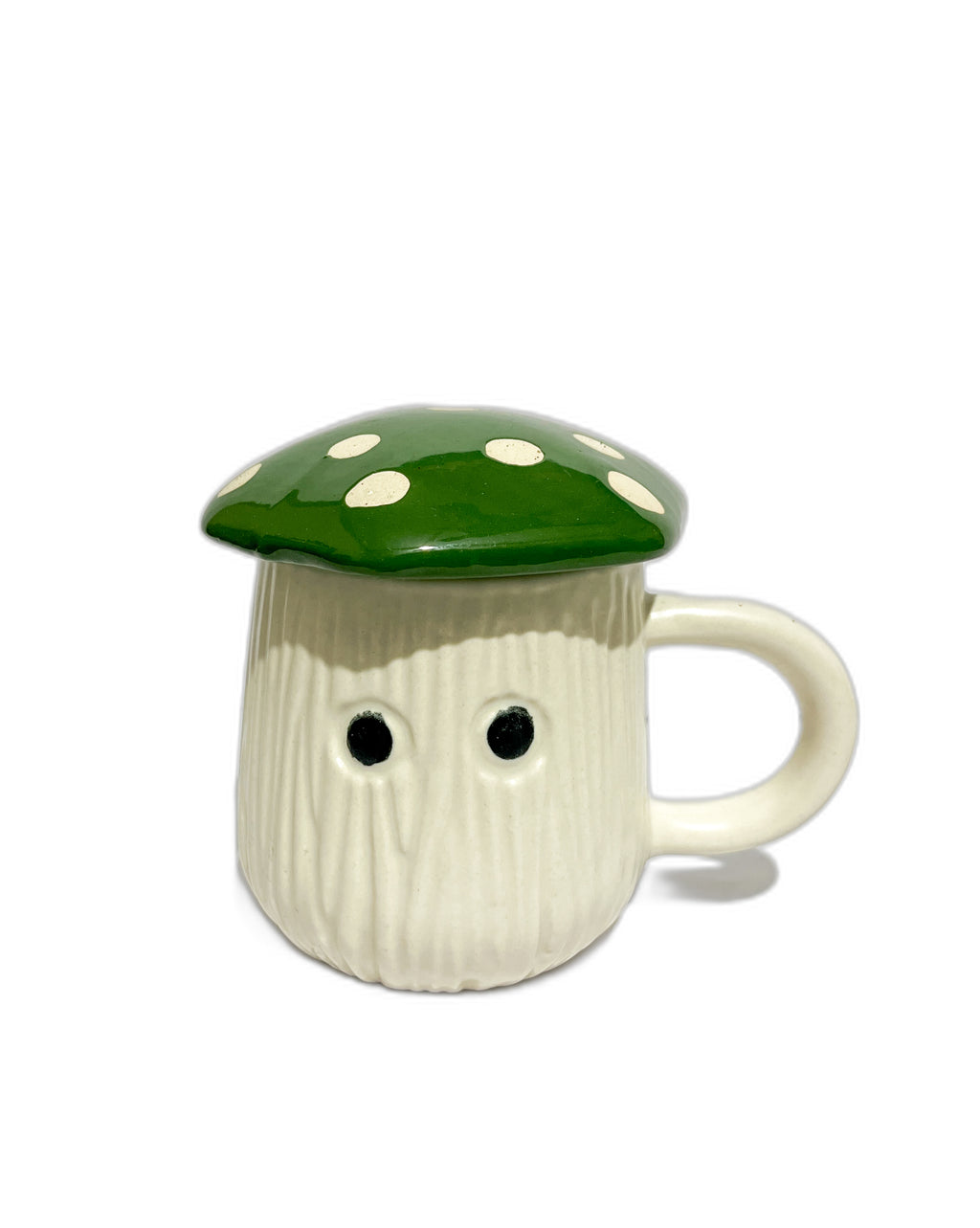 Ceramic Mushroom White Mug with Lid