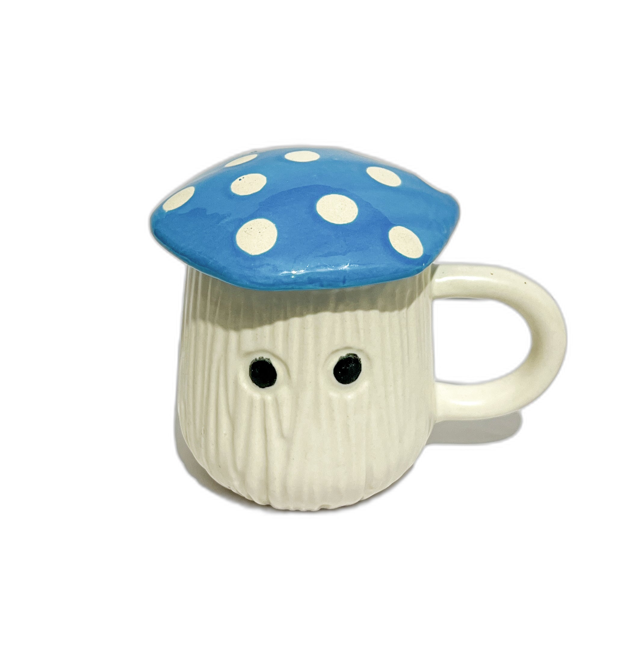Ceramic Mushroom White Mug with Lid