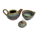Stone Blue Double-Decker Teapot for One – Ceramic Tea Pot & Cup Set