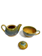 Stone Yellow Double-Decker Teapot for One – Ceramic Tea Pot & Cup Set