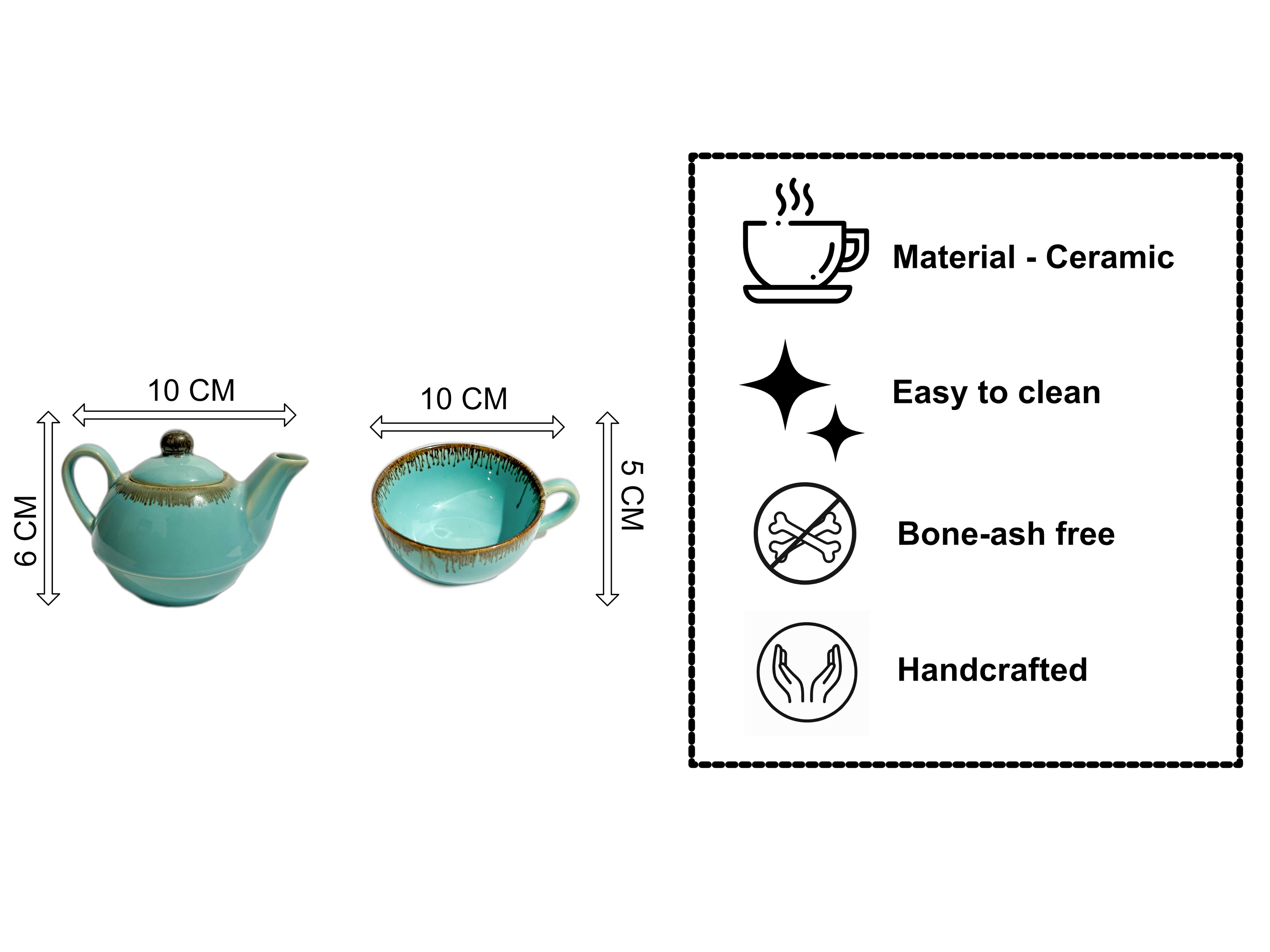 Blue Ceramic double decker Teapot for One – Small Tea Pot & Cup Set