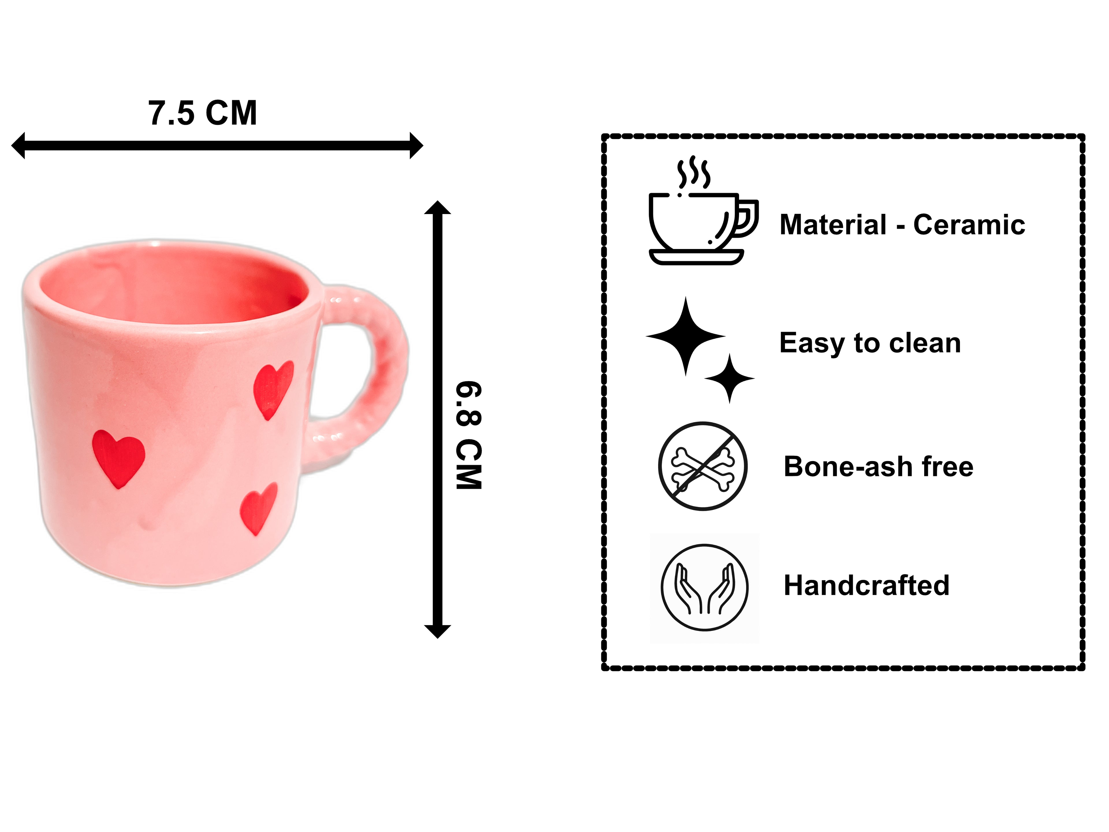 Pink Red-Heart Ceramic Mug