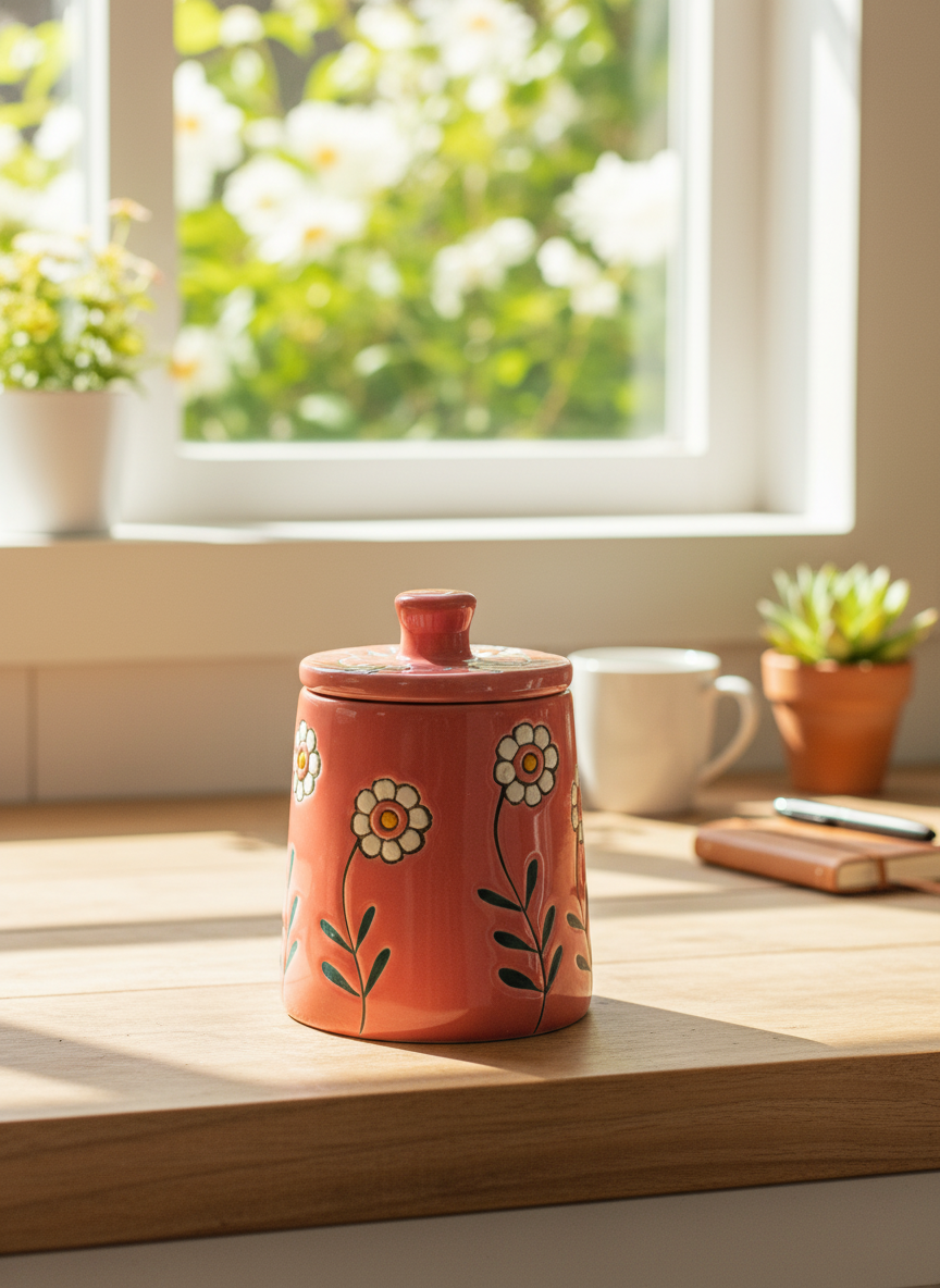 Floral Ceramic Pickle Jar – 500 ml