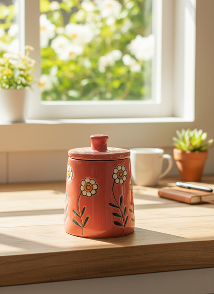Floral Ceramic Pickle Jar – 500 ml