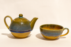 Stone Yellow Double-Decker Teapot for One – Ceramic Tea Pot & Cup Set