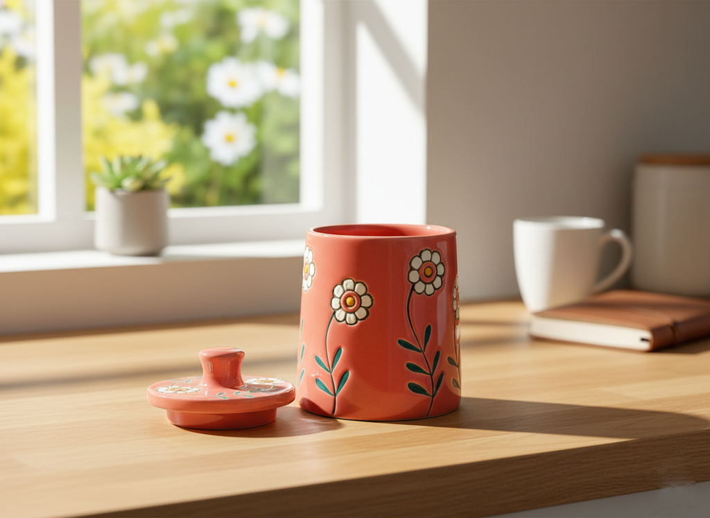 Floral Ceramic Pickle Jar – 500 ml