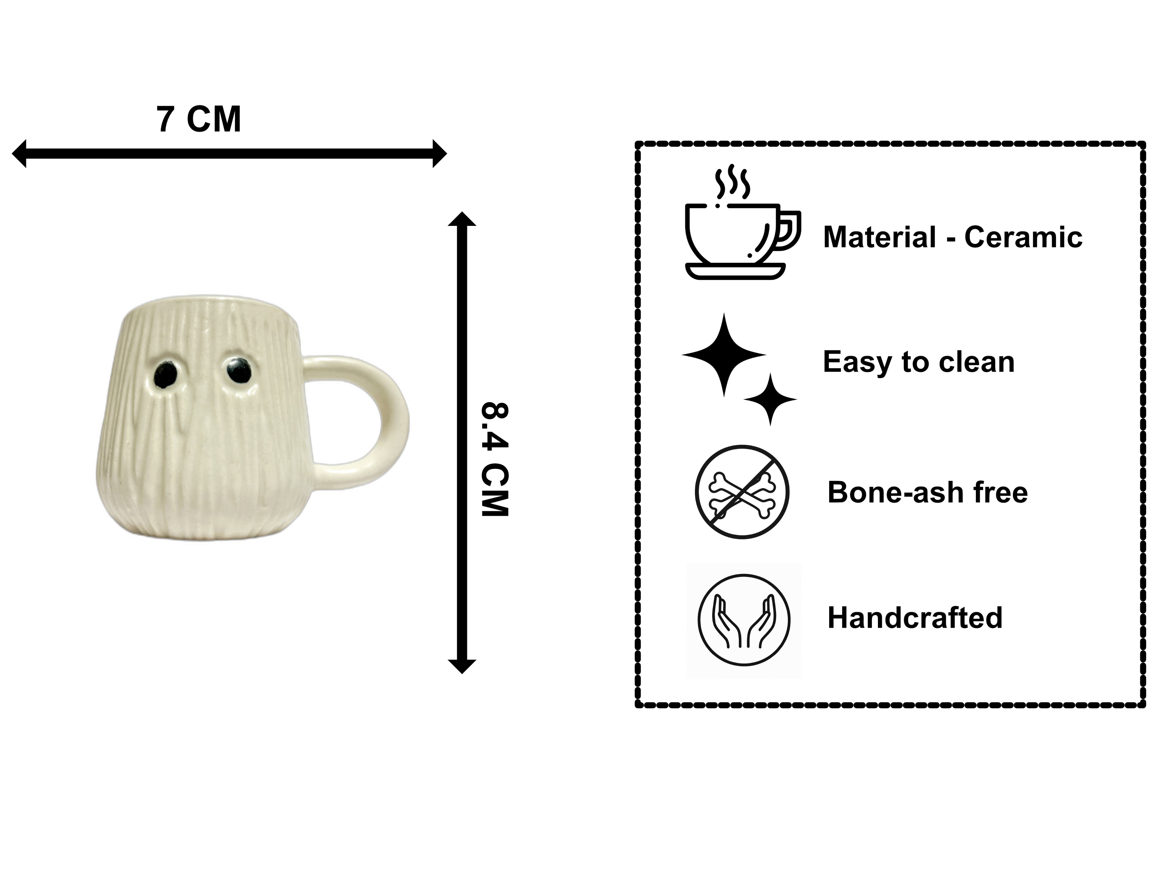 Ceramic Mushroom White Mug with Lid