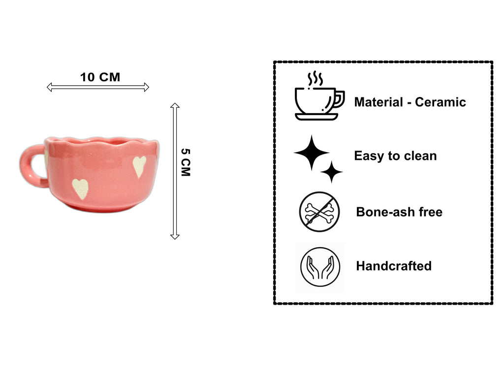Pink Ceramic Mug with White Heart